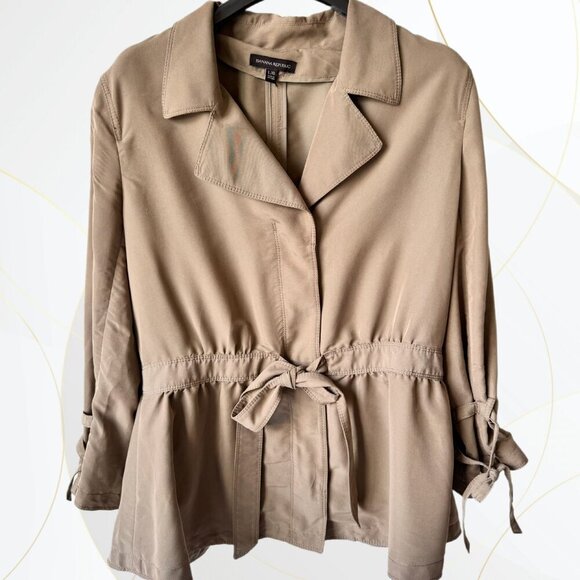 Banana Republic Tie Front Short Flowy Trench Overshirt - Picture 1 of 9